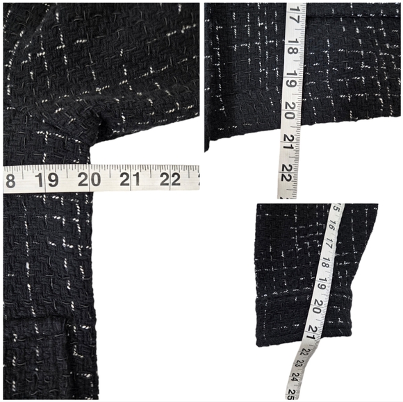 Zara Structured Tweed Black Jacket Silver Metal Buttons - Picture 11 of 16